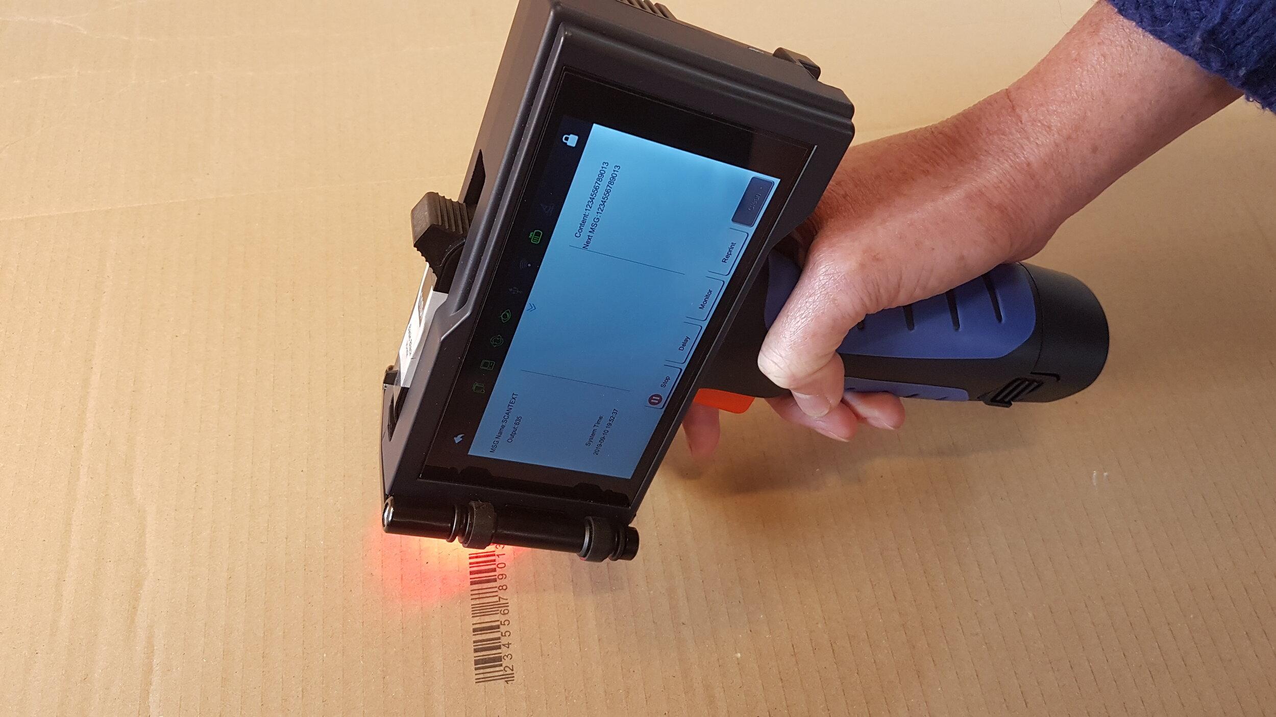 Sojet’s V1H handheld printer includes an internal barcode scanner so can reproduce barcode information in a variety of formats